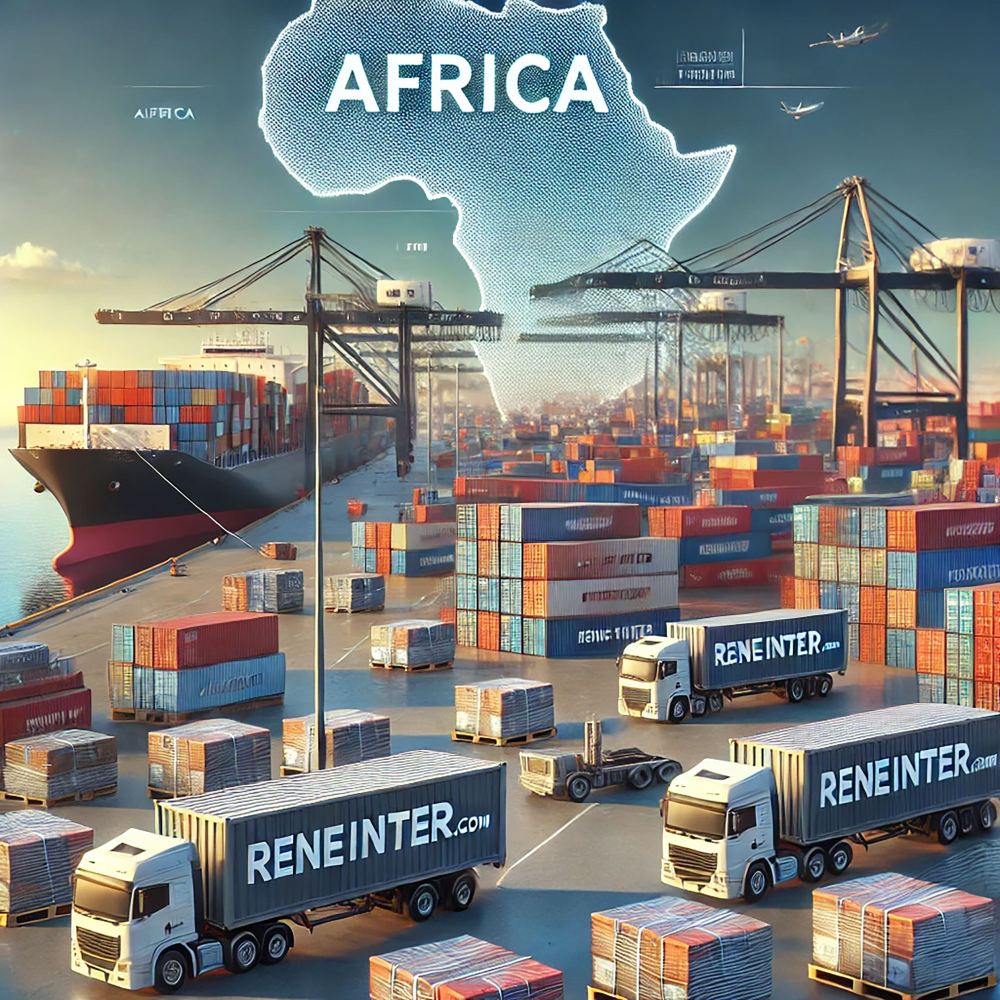 Entrepôt logistique avec palettes filmées prêtes à l’export vers l’Afrique dans le cadre d’un approvisionnement professionnel en gros et semi-gros